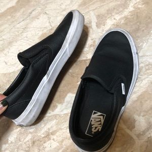 Black leather vans. Lightly worn. Women’s size 9.5